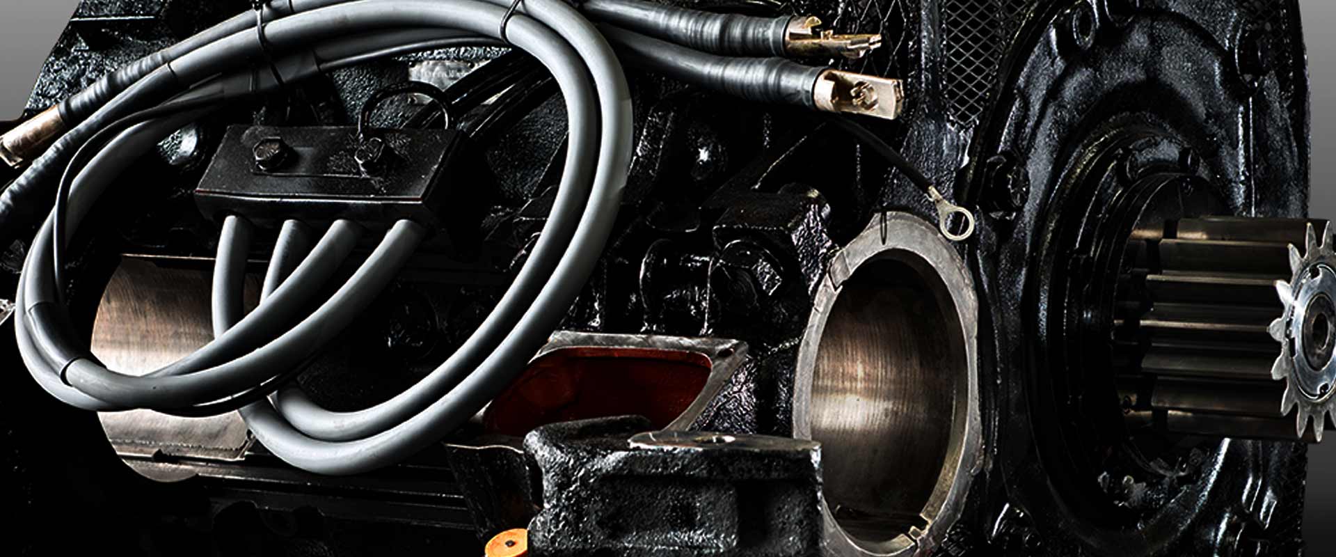 Close-up of electric motor in repair shop of Illiana Industrial Electric Motor Service of Valparaiso, Indiana